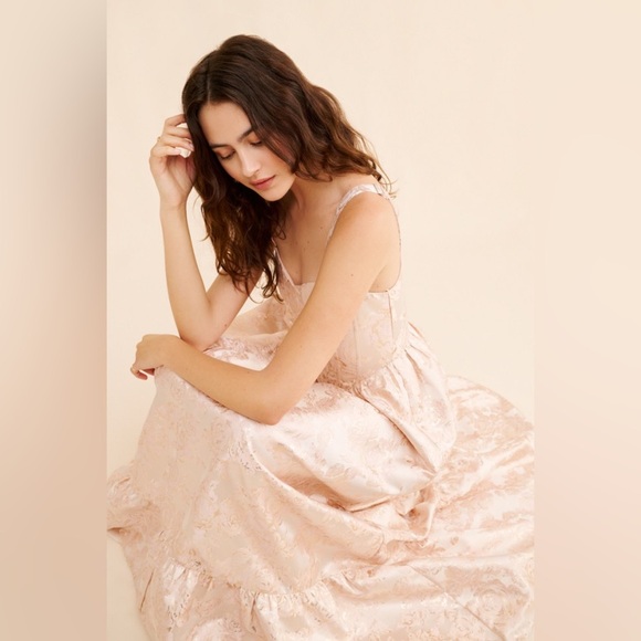 If By Sea Anthropologie Sleeveless Floral Jacquard Maxi Dress size S - Picture 3 of 10